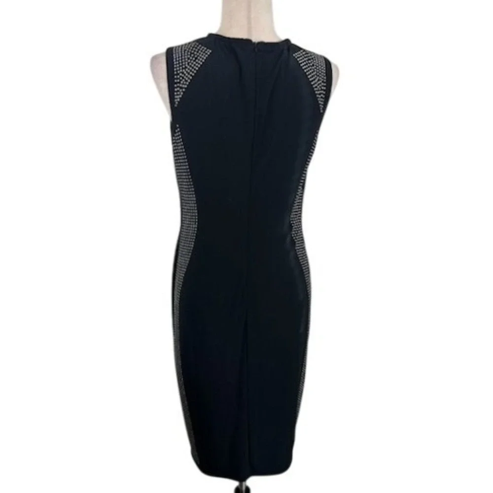 Joseph Ribkoff Black Sleeveless Studded Sheath Dress Keyhole Neckline Size 10